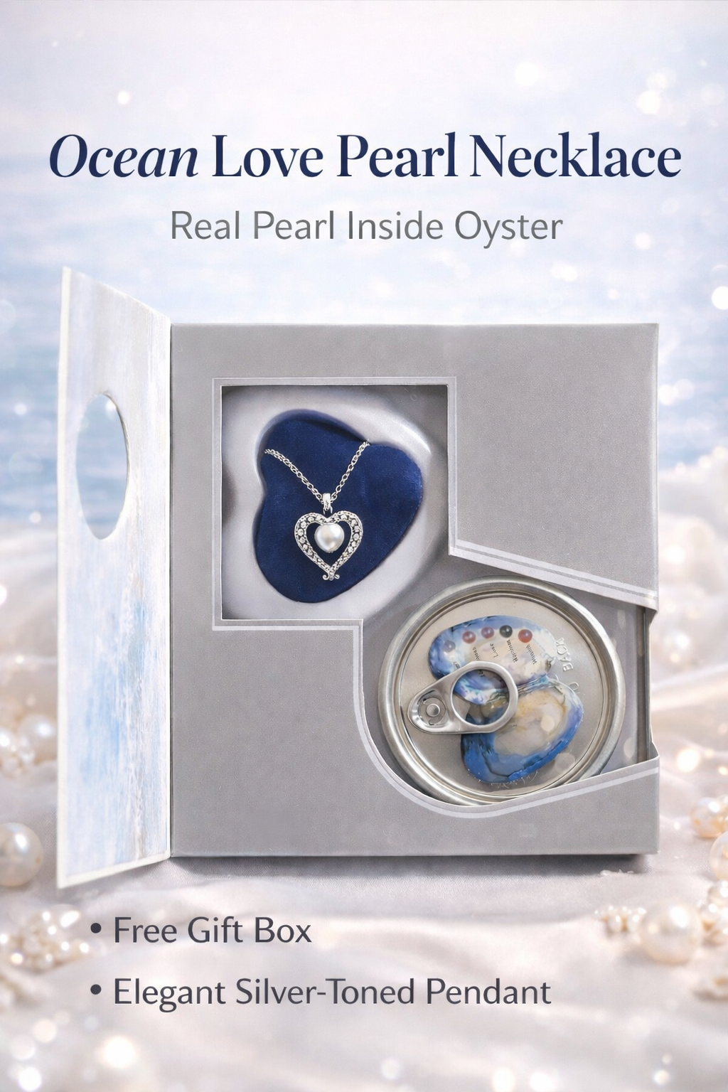 Freshwater Shell Canned Oyster Ocean Love Real Pearl Necklace Set
