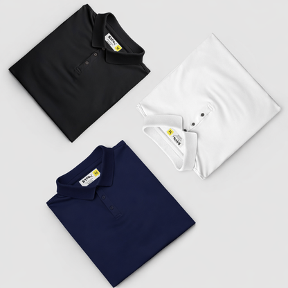 Poly Cotton Solid Half Sleeves Men's Polo T-Shirt (Pack of 3)